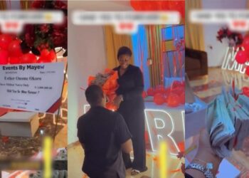Nigerian man elevate standards, propose to his partner with 3 million naira, expensive jewelry and other luxury items