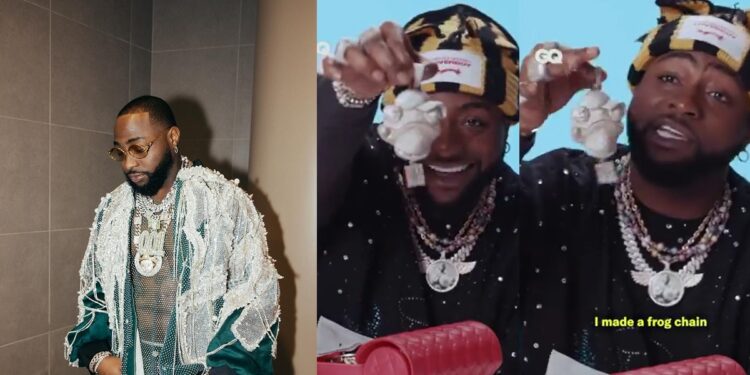 “I made a frog chain because my voice is hoarse and they were calling me frog on Twitter” – Davido (VIDEO)