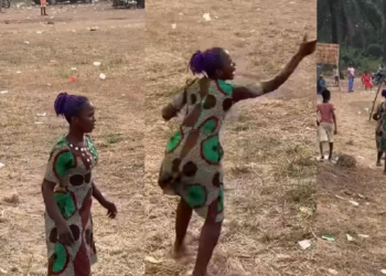 “Fan of the Tournament” – Passionate female football fan goes viral for her energetic show of support at a community tournament (WATCH)
