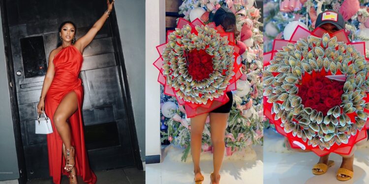 Months after her ending things with Pere, Mercy Eke flaunts money bouquet she got from her “man”
