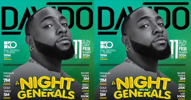 Night with the generals Davido set