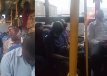 Social Media Abuzz Over Viral Video Of Exhausted Lagosians Dozing Off In A Bus On Their Way To Work (VIDEO)