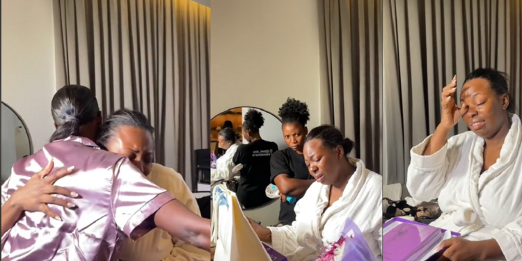“That lady wey wear black no get emotion at all…” – Reactions as apprentice looks confused as a bride receives a package from her best friend (VIDEO)
