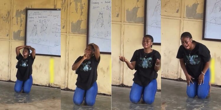 “Na everybody dey copy, na who dem catch be criminal” – Reaction as lady weeps profusely after she was caught engaging in examination malpractice (VIDEO)