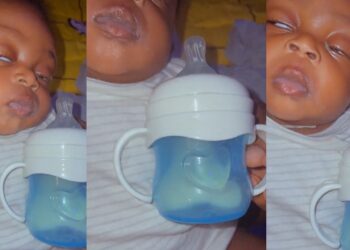 “Dr*nk baby” – Little girl’s facial reaction after getting overfed on milk goes viral (VIDEO)