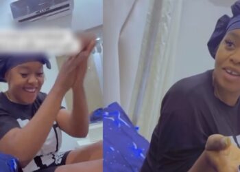 Nigerian Lady Shares Heartwarming Video Of Her Husband Surprising Her With A Car As Push Gift (WATCH)