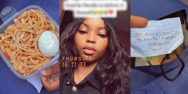 “Stingy man, wetin I do you” – Lady mocks her ‘talking stage’ who cooked and delivered food to her after she asked him to give her money to buy food (VIDEO)