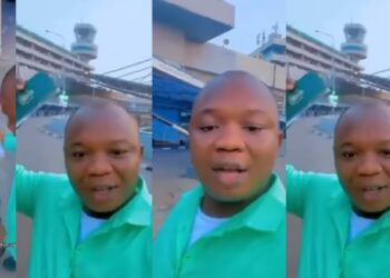 Nigerian man who has never been abroad visits Airport with passport and empty paper to imagine the experience of traveling overseas (VIDEO)