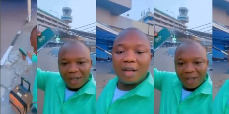 Nigerian man who has never been abroad visits Airport with passport and empty paper to imagine the experience of traveling overseas (VIDEO)