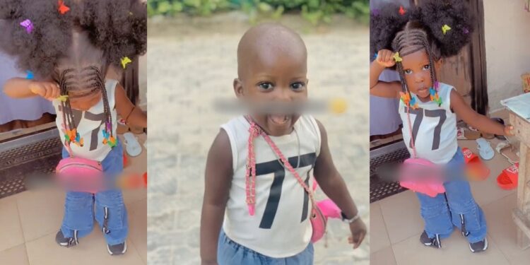 “She’s happier bald” – Little girl comes back home “bald” after leaving with a well-laid wig (VIDEO)