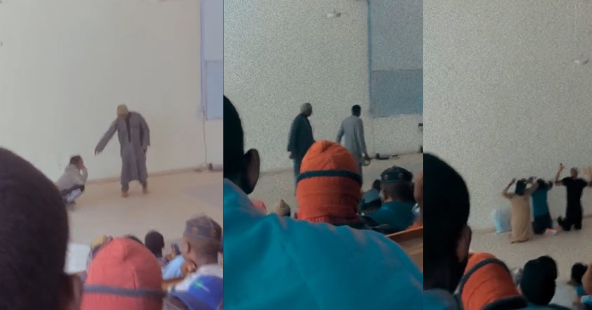 “This is all shades of wrong” – Netizens react after a Nigerian university lecturer physically ass@ults students in class (VIDEO)