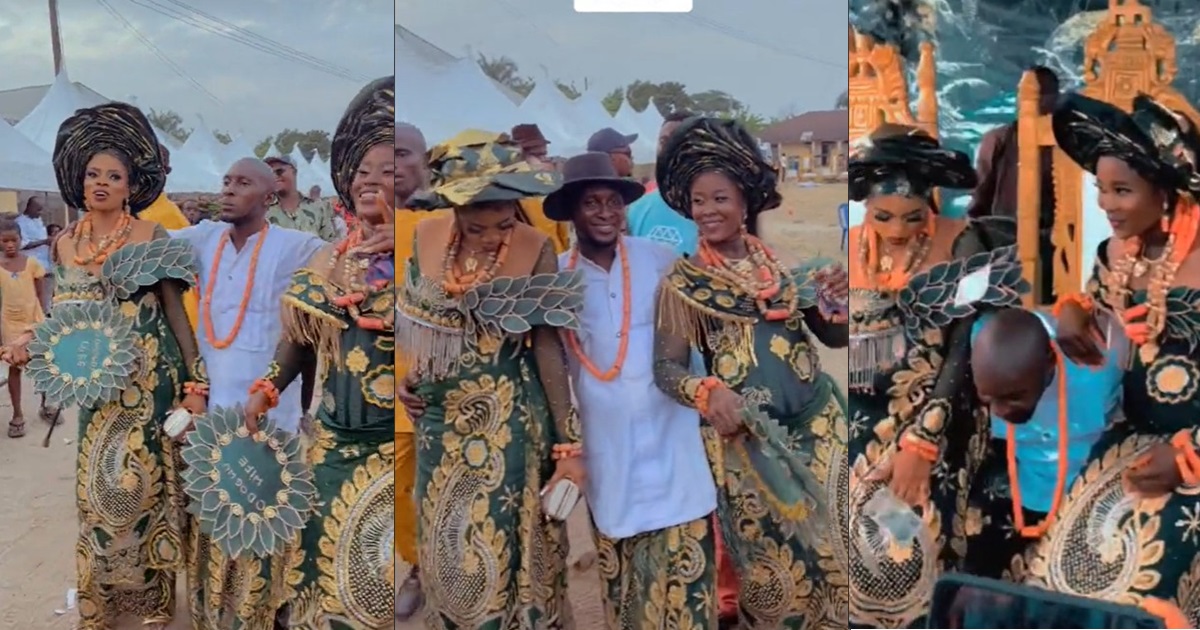 “One dey smile, the other one face tough”- Netizens reacts as man get married to two women on the same day