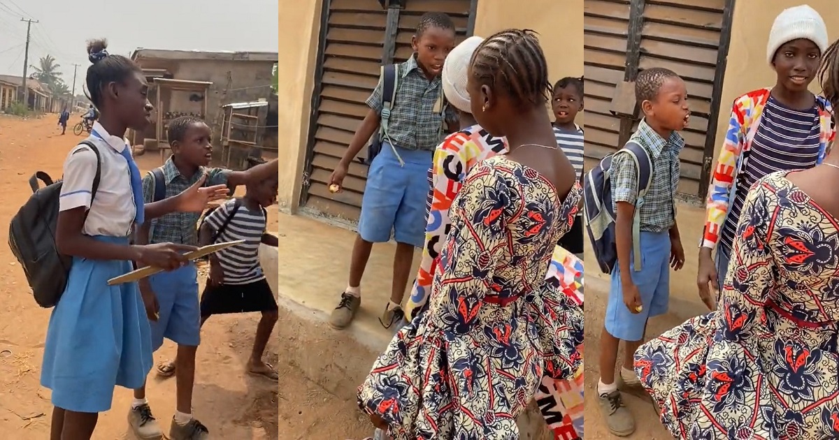 “Me I no dey fear anybody” – Moment young school boy confronts older lady who tried to bÛlly him