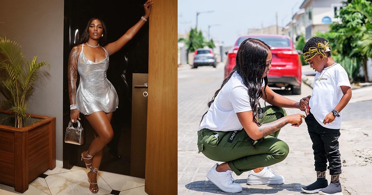 Tiwa Savage gets emotional over the heartwarming message she received from her son ahead of Valentine’s Day