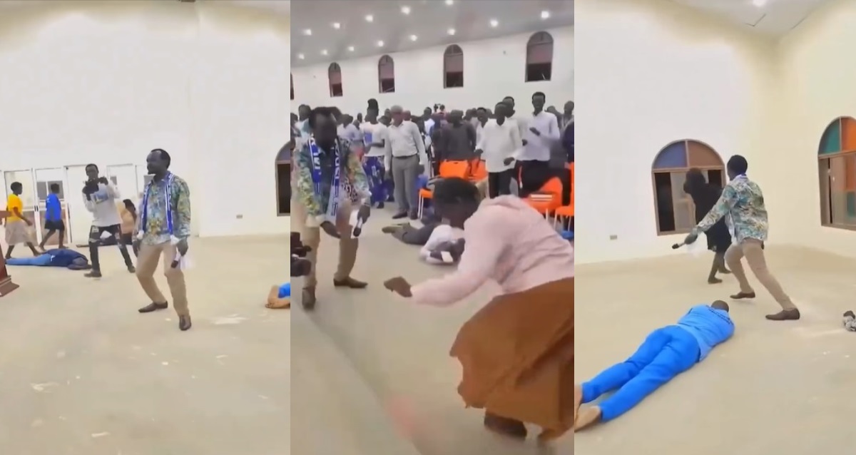 “Na evil spirit cause am” – Trending video of a prophet who dances while performing deliverance causes stir (WATCH)