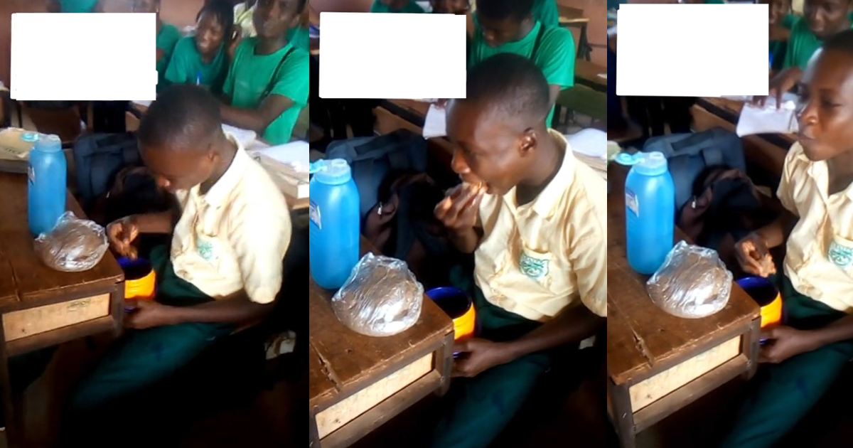 “Rice is expensive, my student came to school with amala” – Nigerian teacher shares video of meal her student was consuming in class (WATCH)