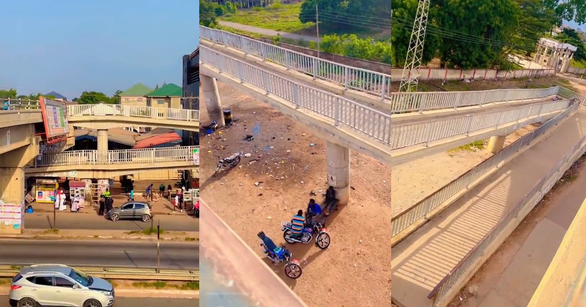 “In what world does this make sense ?” – Lady laments over a pedestrian bridge in Ghana (WATCH)