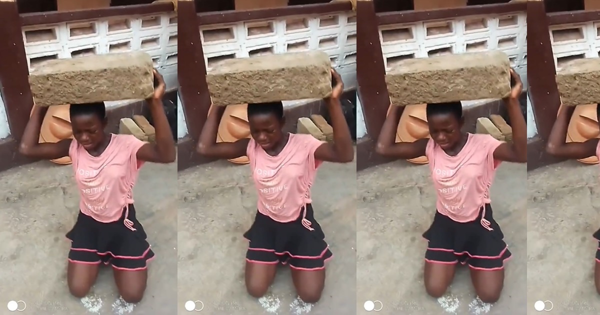 “African parents never disappoint” – Moment Ghanaian mother subject her daughter to severe punishment (WATCH)