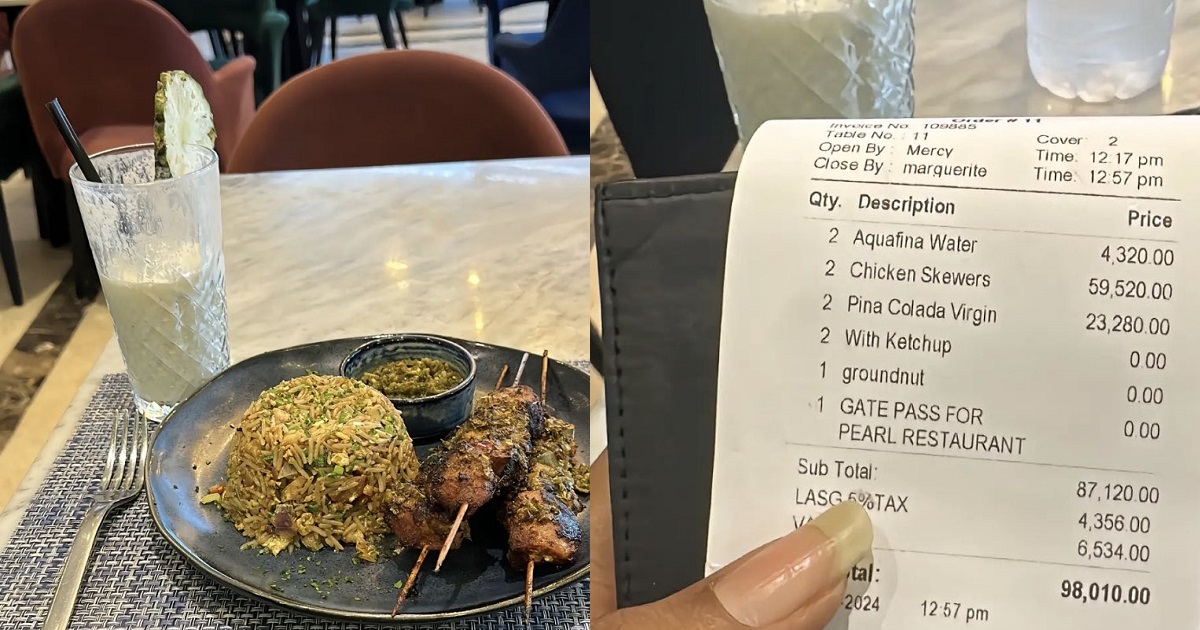 “You ate a bag of rice in one sitting” – Reactions as man pays outrageous amount for a small portion of food he ate at a restaurant in Lagos