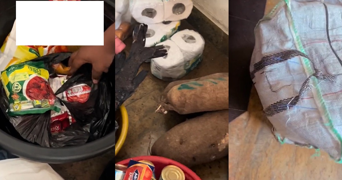“My mum is so dramatic” – Lady shares the quantity of foodstuffs her mum packaged for her younger brother in school (VIDEO)