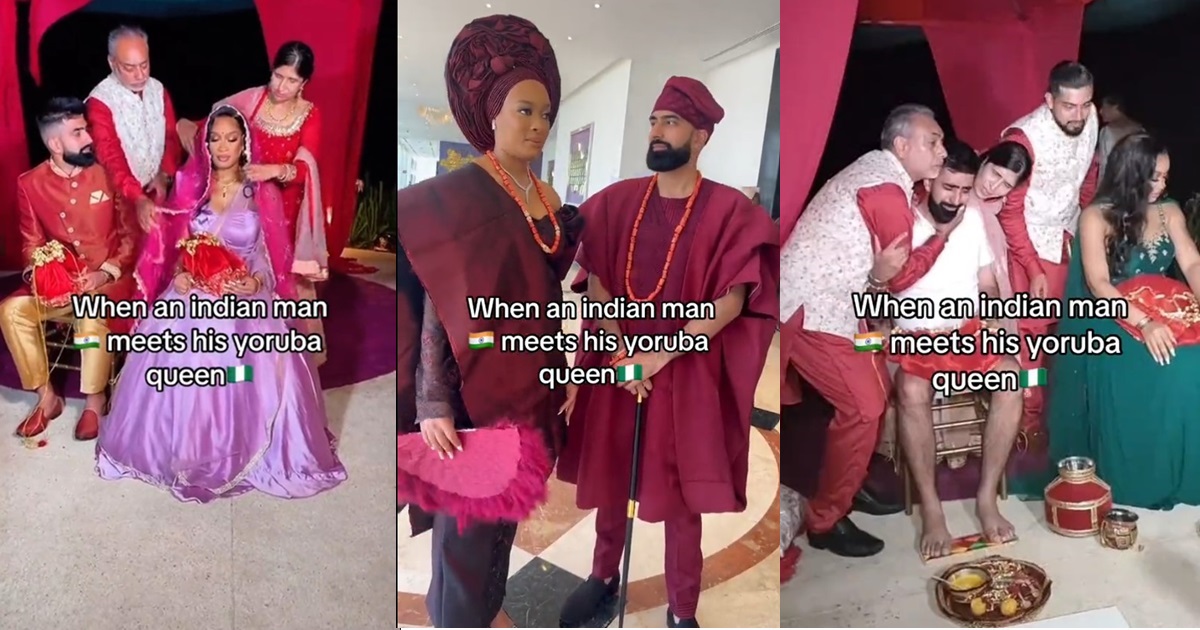 “In the next 20 years, everyone in this world will have Nigerian blood” – Netizens react to a beautiful wedding between an Indian man and a Yoruba bride