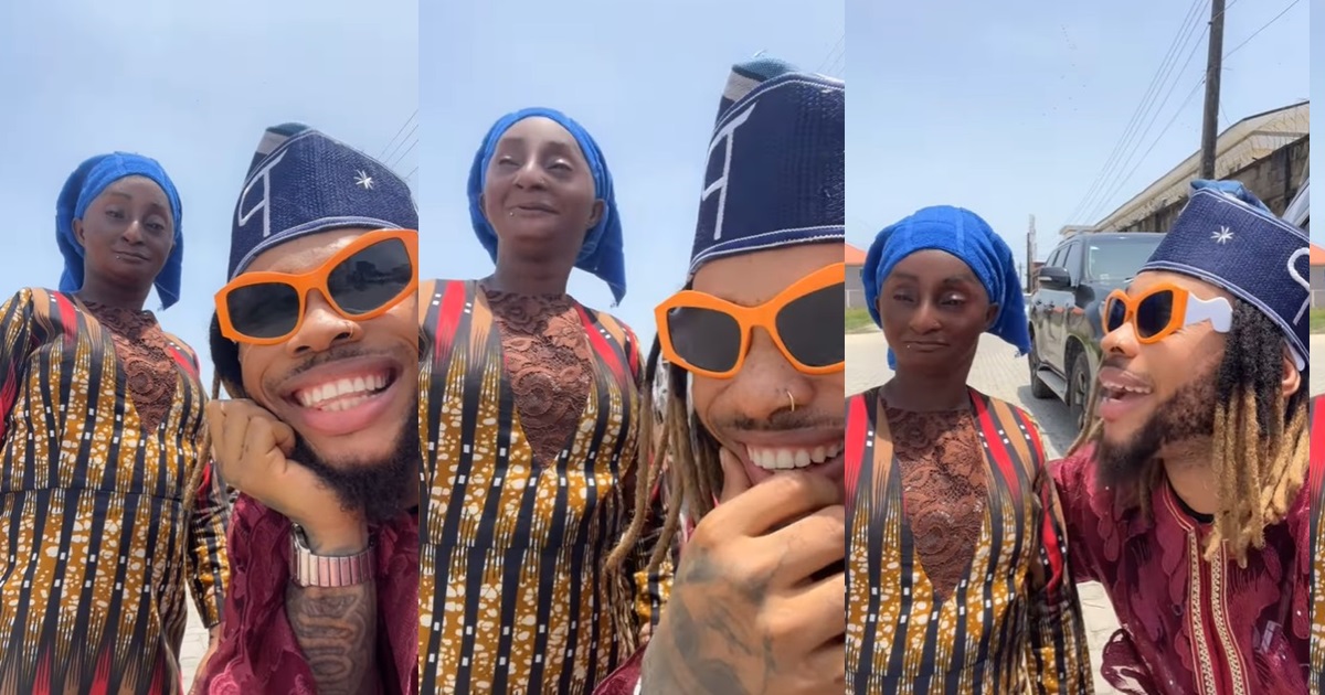 “First man to make Aunty Ramota Smile” – Hilarious moment Poco Lee asked Aunty Ramota to peck him amused netizens (WATCH)