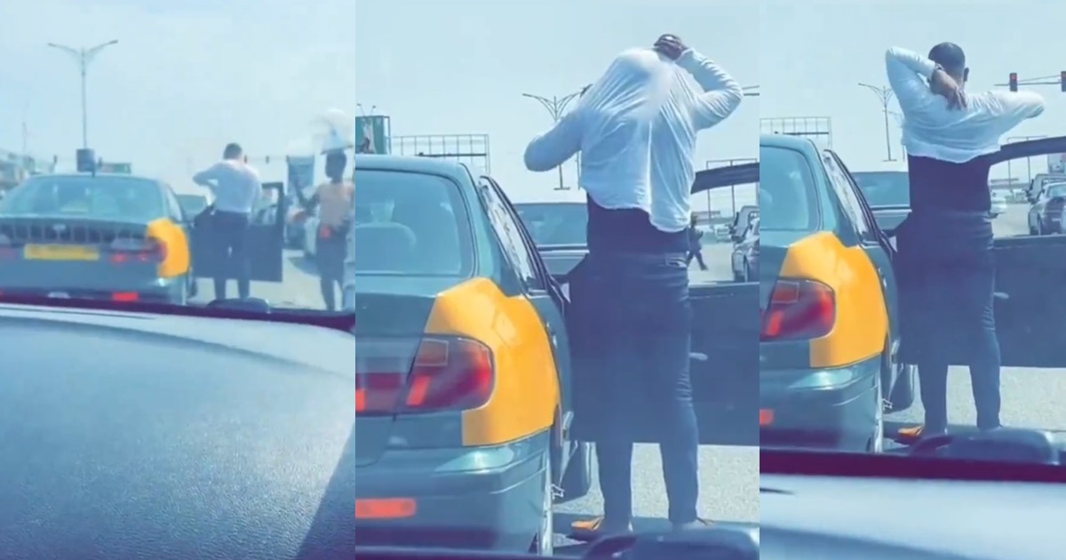“This heat is beyond imagination”- Shocking moment a white man removed his shirt on the road due to the extreme heat in Ghana (Watch)