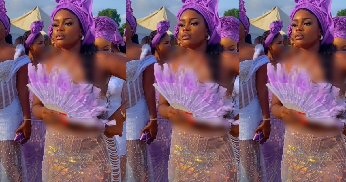 “Them don turn Asoebi to L!ngǝr!ǝ and beach wear” – Video of a bridesmaid dressed half nak£d at a traditional wedding (VIDEO)