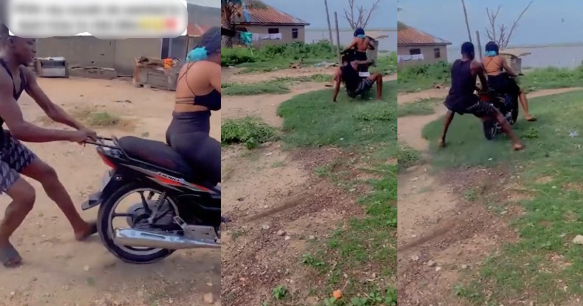“Fast and furious in female version” – Moment lady almost endǝd in a river while riding a bike (VIDEO)