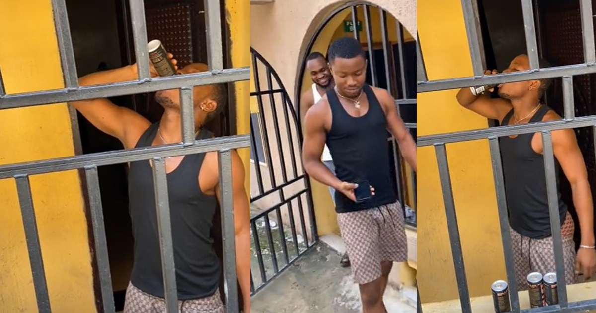 “Liver pass 10k ooo”– Netizens raise concern as man drinks 4 cans of alc0h0l for 10k (VIDEO)