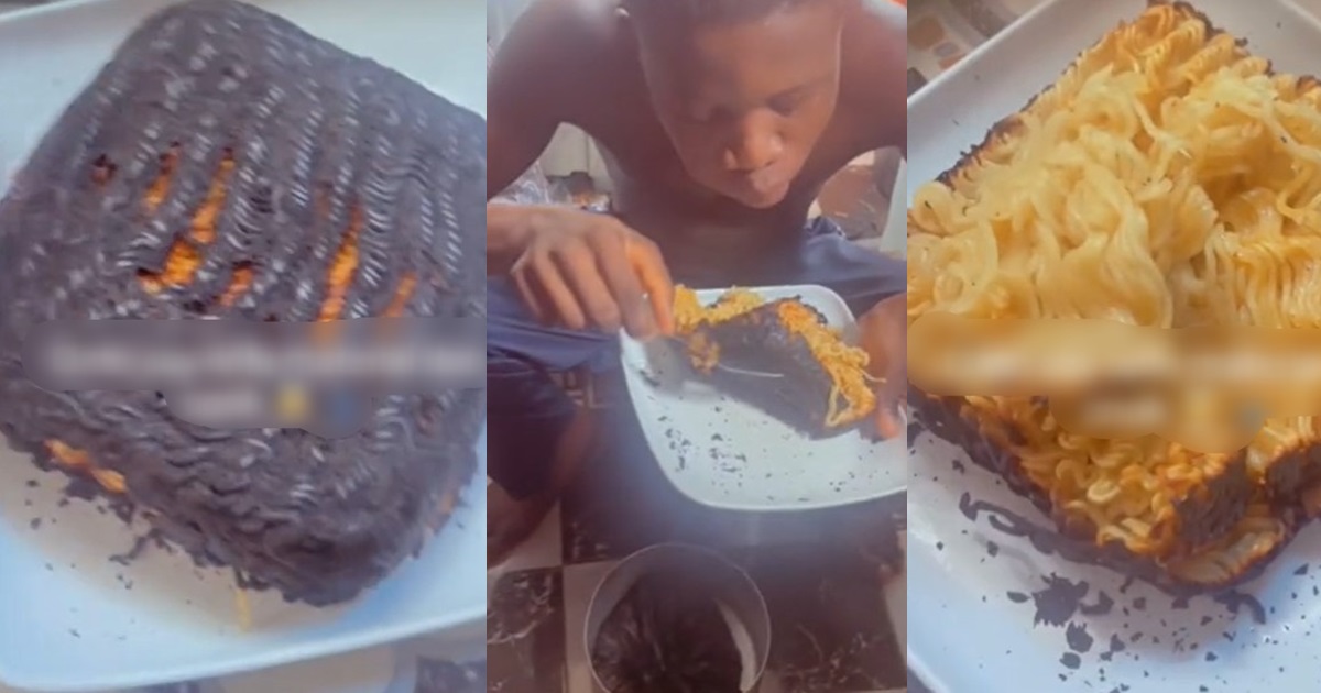 “Toasted noodles” – Man flaunts his girlfriend’s cooking skills with noodles dish (WATCH)