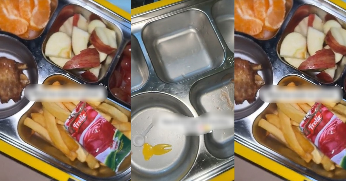 “You’re feeding him and his teachers” – Nigerian mother shocked as 2-year-old son finishes large quantity of food in his lunchbox (VIDEO)