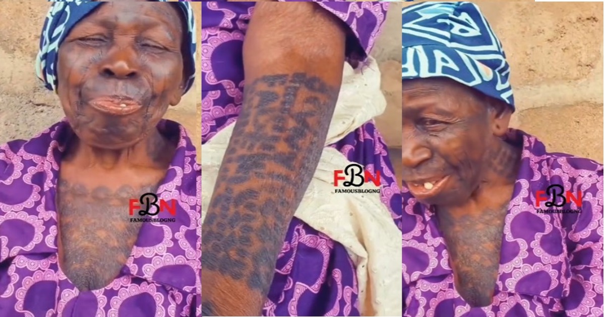 “Grandma was a g@ngster” – Netizens react as boy shows off his grandma’s full body tatt00 (WATCH)