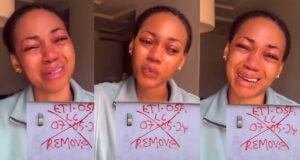 Nigerian woman cries