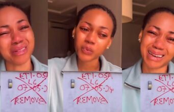 Nigerian woman cries