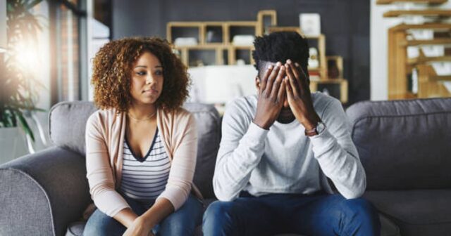 Shot of a young couple having relationship problems at home