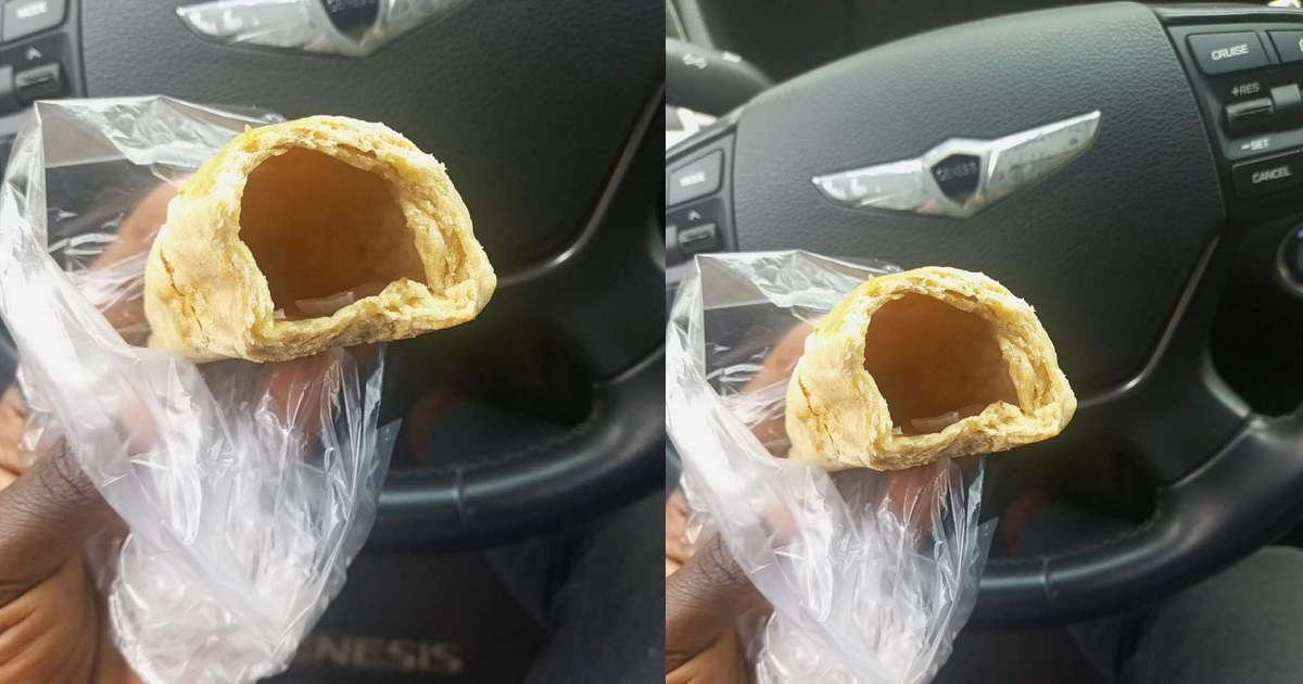 “A hole inside my pie” – Lady shares a picture of the pie with no filling that she purchased in public