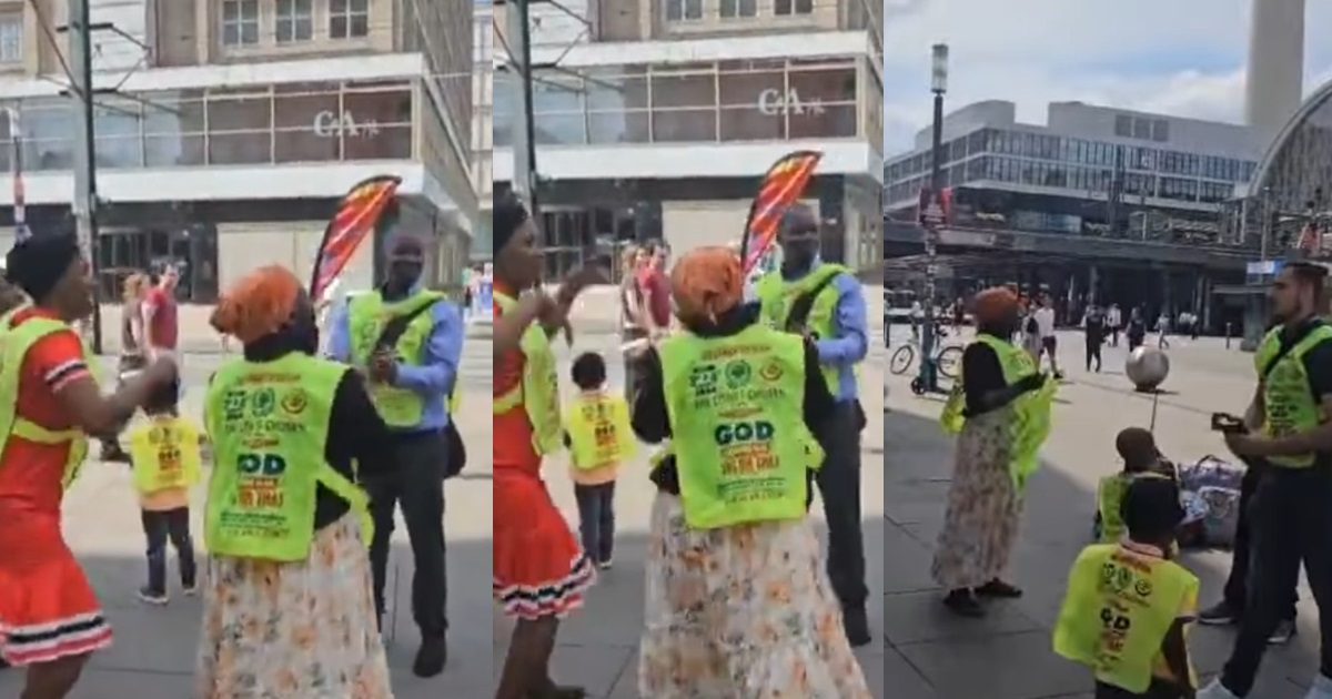 “Oyibo go think say na Africa Comedy festival” – Nigerians shocked as a popular church takes their evangelism to the streets in Germany (WATCH)