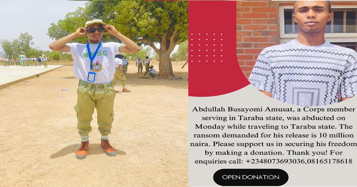 Nigerians call for the release of Nigerian youth corper, Busayo kidn@pped on his way to deployed state, Taraba