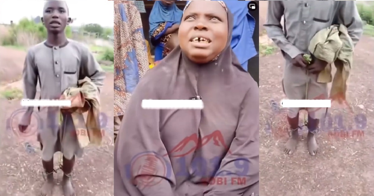 “My mom and our religious leader (Alfa) weld my leg because I am stubborn” – Mixed reactions as boy explains why he walks about in chains
