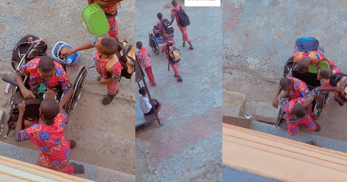 Celebration erupts as four boys wait after the close of school to take their physic@lly ch@llenged classmate home (WATCH)