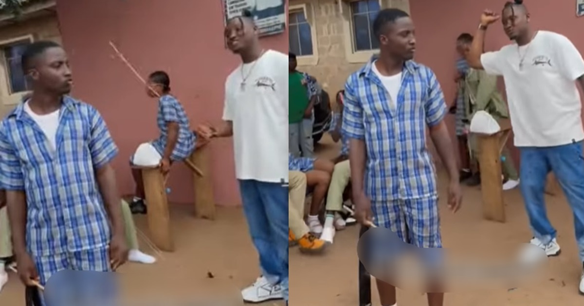 “No pain, No gain” – Shocking moment man subjects himself to 20 strokǝs of canǝ for N100,000 (VIDEO)