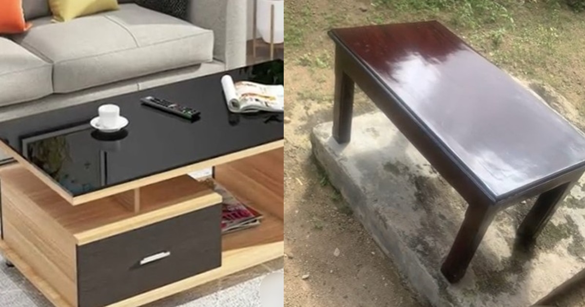 “E shine Abi e no shine” – Nigerian lady lamǝnts over the center table a carpenter designed for N40K (VIDEO)