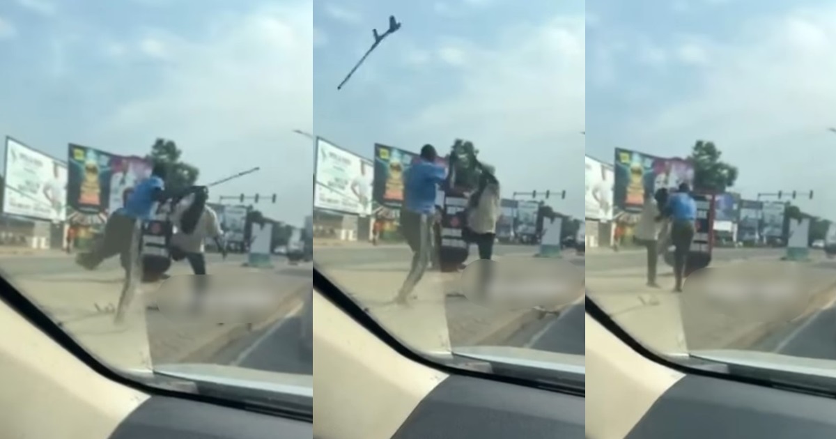 “Battle of balance” – Drama Ensues As Two Men Lock Horns On The Road (WATCH)