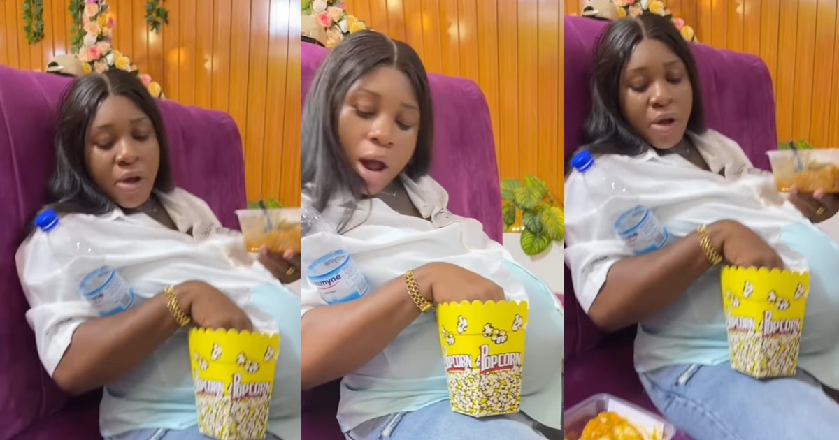 Lady in disbelief as her pregnant friend devoúrs a combo of food in a restaurant (WATCH)