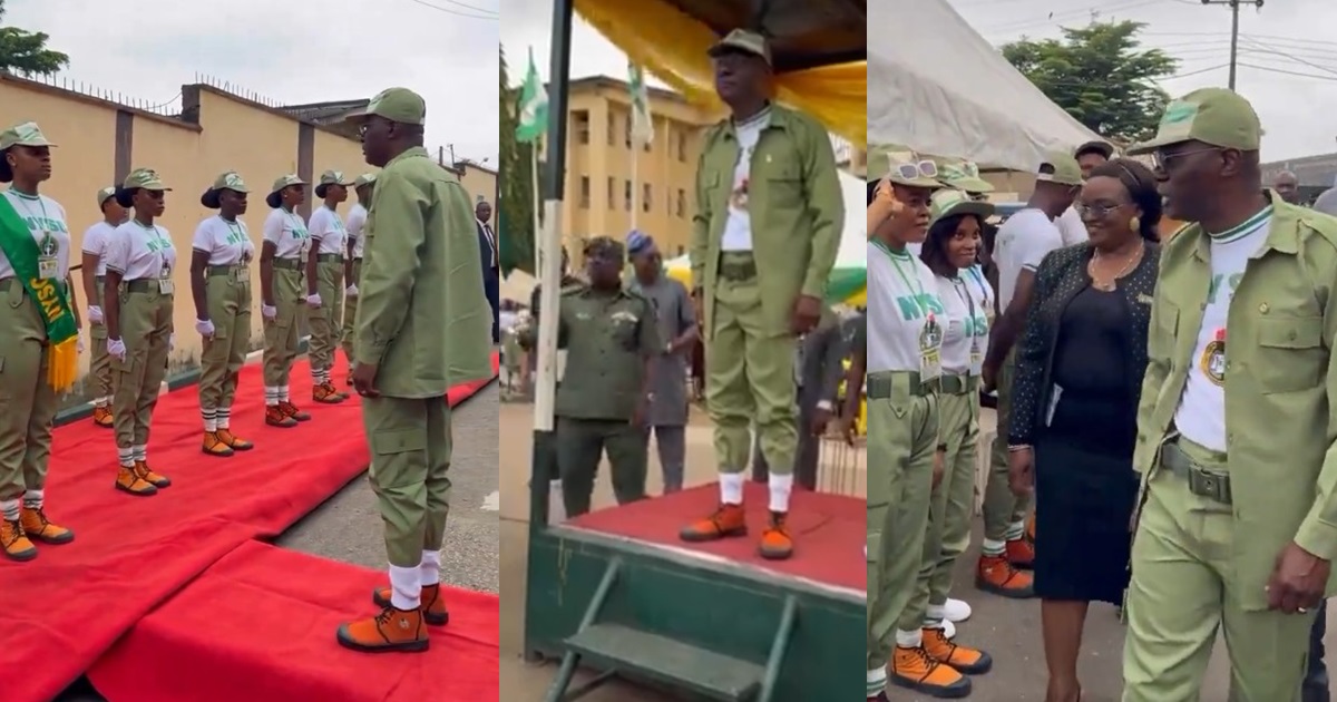 “Excellency with Steeze” – Adorable Moment Lagos State Governor, Babajide Sanwo-Olu Arrives Lagos NYSC Orientation Camp Wearing Khaki (WATCH)