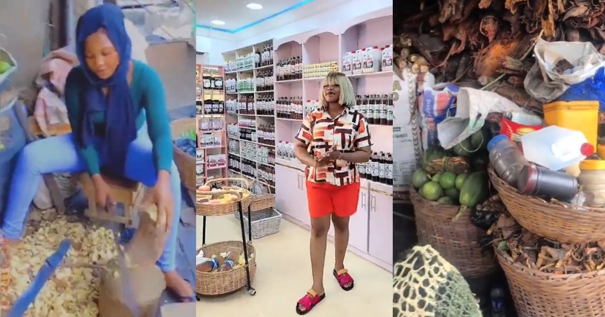 “Agbo seller to Agba seller” – Herbal medicine seller shows off her amazing business growth (WATCH)