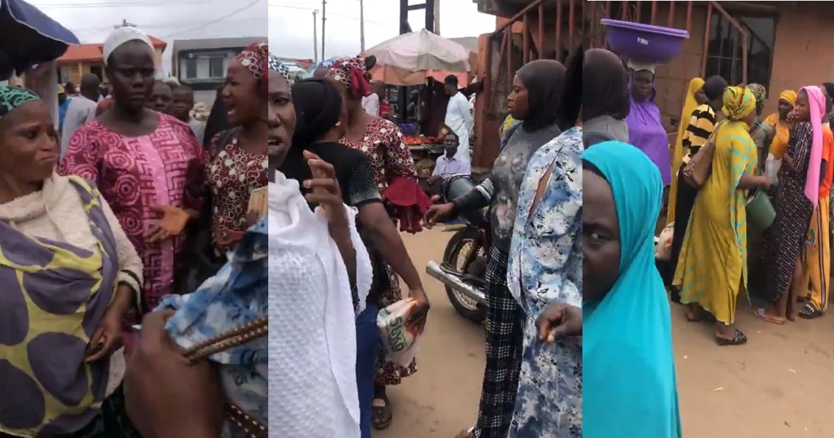 Market women angr!ly gathered and stormǝd colleague’s shop that sells Garri at a cheap price (WATCH)