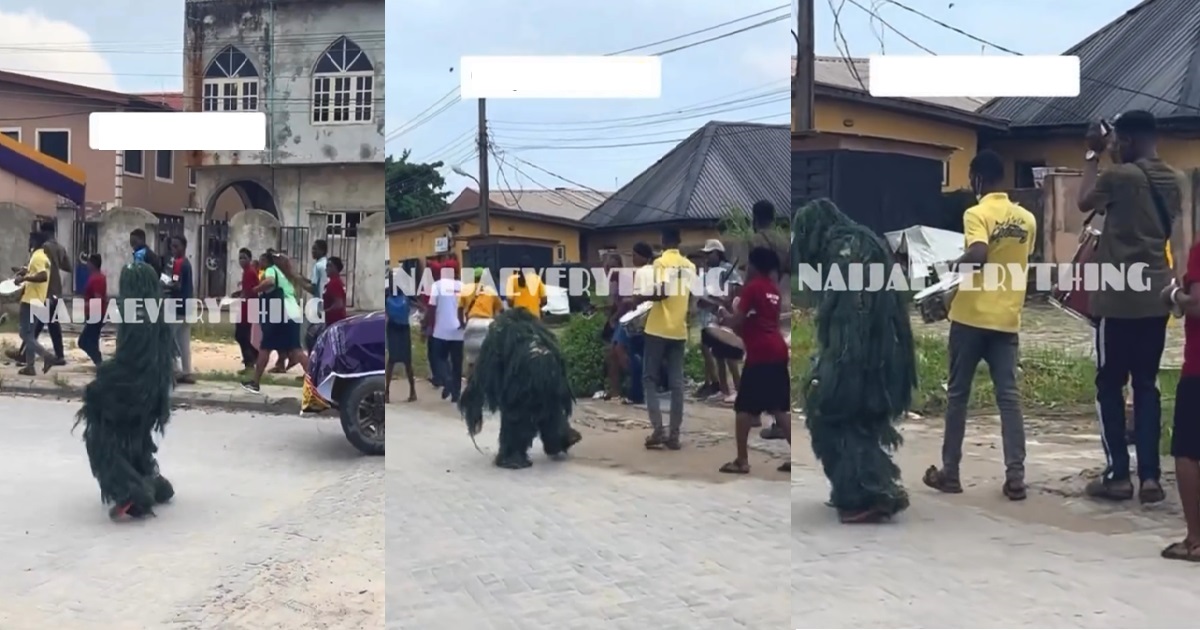 “E sure me say na their drummer be that” – Sh0ck as masquerade dances to gospel song played during church evangelism (VIDEO)