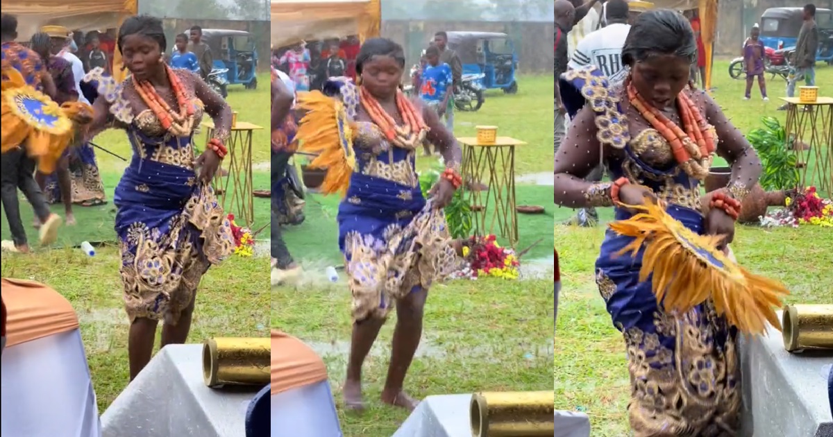 “Nothing can sp0il my shine” – Heartwarming moment as bride ignores pouring rain and dances beautifully on her wedding day